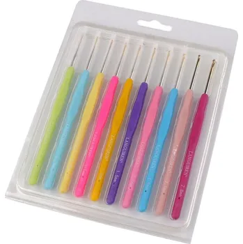 Nástroj na niť a příze Sada háčků na háčkování se silikonem a zlatou špičkou - mix barev