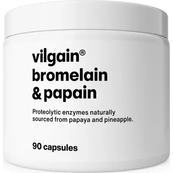 Vilgain Bromelain a Papain pro podporu trávení bílkovin, 90 kapslí