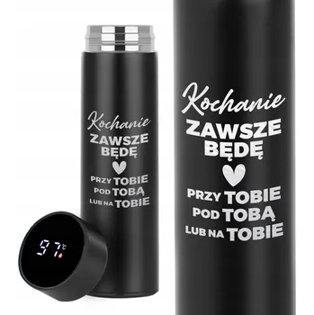 Termoska ČERNÁ TERMOSKA TERMO DÁREK NA VALENTÝNA PRO DRAHOU POLOVIČKU NAVŽDY BUDU