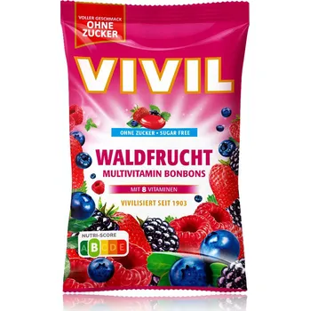 Bonbon VIVIL Multivitaminové s lesním ovocem bez cukru 120g