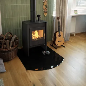 Krbová kamna Sklo pod kamna - FLAMINGO Oblouk 1000x1200 mm, černé, fazeta / R725 / 6 mm