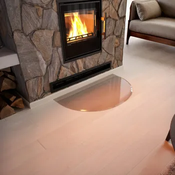 Krbová kamna Sklo pod kamna - FLAMINGO Oblouk 700x450 mm, fazeta / R350 / 6 mm