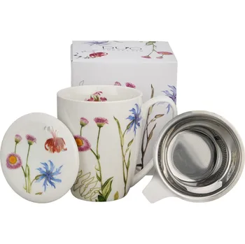 Hrnek porcelánový s infuzérem DUO KVĚTY CLASSIC Barvy přírody 360 ml