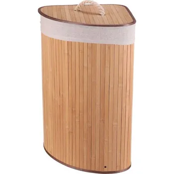 Koš na prádlo Koš prádelní - bambusový, rohový s víkem, přírodní