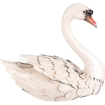 Zahradní dekorace Labuť - kovová zahradní dekorace, vel. L, barva bílá