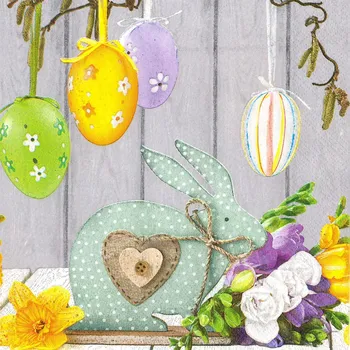 Papírový kapesník Pol-Mak Ubrousky MAKI L (20ks) Dotted Rabbit with Easter Eggs 616921