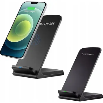 INDUKČNÍ BEZDRÁTOVÁ NABÍJEČKA QI ČERNÁ RYCHLÉ NABÍJENÍ STOJÁNEK DRŽÁK