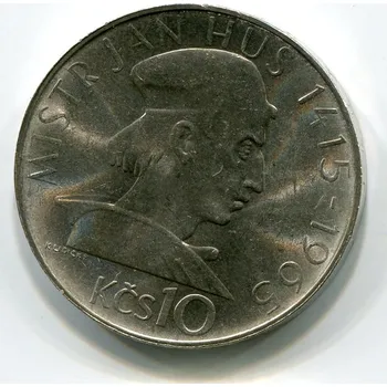 ČESKOSLOVENSKO. 10 Kčs 1965. Jan Hus. Ag.