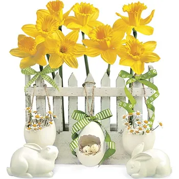 Papírový kapesník Pol-Mak Ubrousky DAISY L (20ks) Fence with Rabbit and Yellow Daffodils 616687