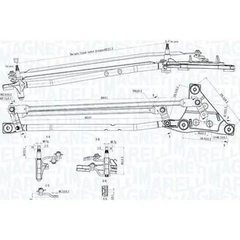 Motorek stěrače a odstřikovače Táhla stěraču MAGNETI MARELLI TGT738SM