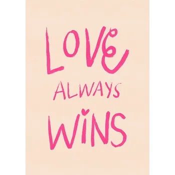 Plakát Plakát, Obraz - Love Always Wins Typography Poster Pink, Dirkie Nell