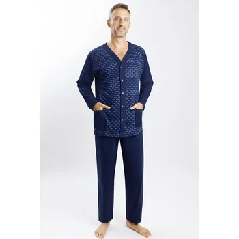 Pánské pyžamo Pánské pyžamo Gucio s dlouhým rukávem, rozepínací, velikost vel., šedé