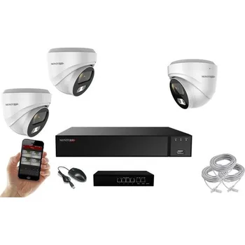 Kompletní kamerový systém MS AI IP 3 kamerový set se switchem 5 Mpix WDome (6370K3B) (Monitorrs Security)
