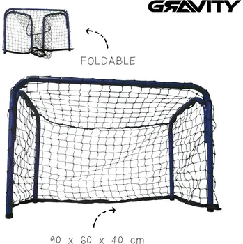 Sportovní branka Eurostick Gravity Goal 90x60x40cm Skládací florbalová branka se sítí Modrá, 90x60 cm