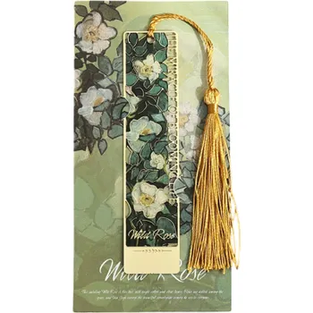 Obálka Kovová záložka do knihy Vincent van Gogh Bílé růže 14 × 7 cm dekorativní umělecký doplněk