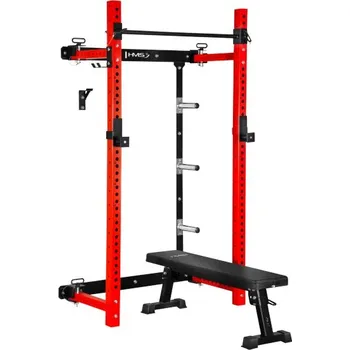 HMS Multifunkční skládací posilovací stojan - Power Rack HMS KLT34 červený