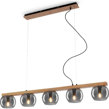 BRILONER Závěsné svítidlo, 120 cm, 5x E14, max. 10W, kouřová/dřevo BRI 4143054