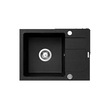 Granitový dřez Zlewozmywak Pyramis 1-komorowy Sparta z ociekaczem 59 x 44cm czarny (1B1D)