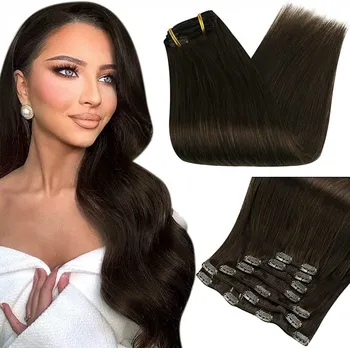 Příčesek Clip in vlasy 51 cm lidské – Remy 70 g - odstín 2