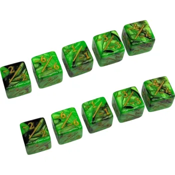 Set 10 ks počítacích hracích kostek 1,6 x 1,6 x 1,6 cm Akryl Plus Mínus Pro stolní hry a učení matematiky dětí zelená