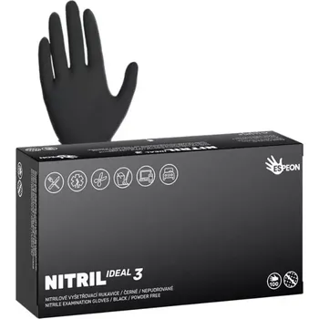 Vyšetřovací rukavice Rukavice jednorázové nitrilové nepudrované IDEAL3 XL, černé