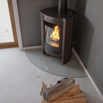 Krbová kamna Sklo pod kamna - FLAMINGO Výseč 1000x1000 mm, fazeta / 6 mm