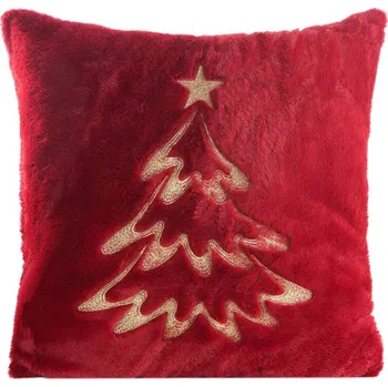 Vánoční sametový povlak na polštář 45x45 cm červený vánoční stromeček