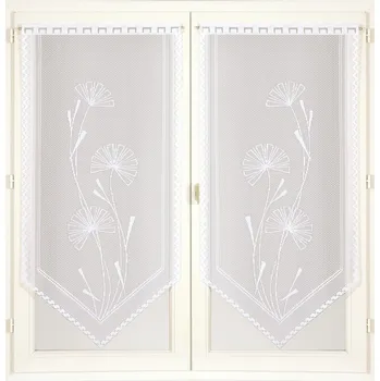 Blancheporte Vitrážová záclona "Pampelišky" do špičky, 1 pár bílá 44x120 cm