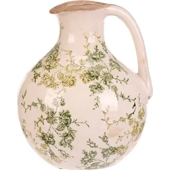 Kuchyňská linka Váza keramická - džbánek, retro, zelené květy, vel. L