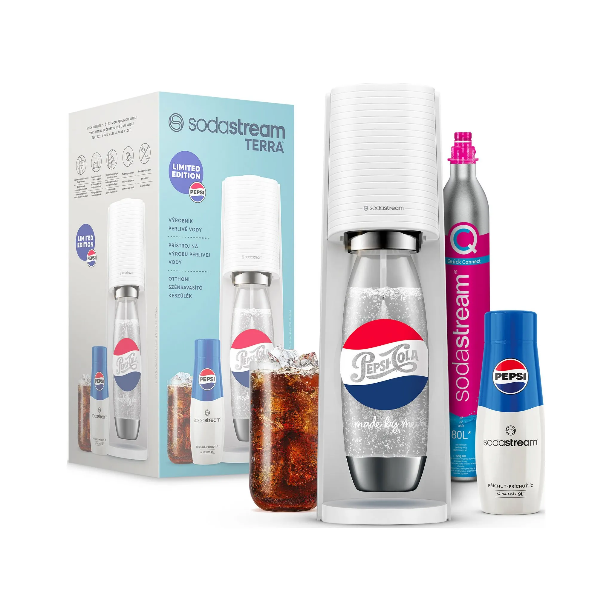 Fotografie 1 - Výrobník sody SodaStream Terra bílý Pepsi Megapack