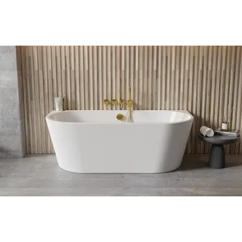 Besco Vica New vana volně stojící 150 x 80 cm sifon s napouštěním zlatý akrylát barva bílá VANVIC150NZN