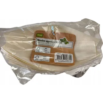 Jednorázové nádobí Dřevěné misky na svačinu, 12 ks BIO ekologické nádobí na oslavu