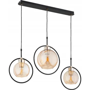 Závěsné svítidlo glamour černé 3xE27 jantarová stínidla do jídelny Alfa