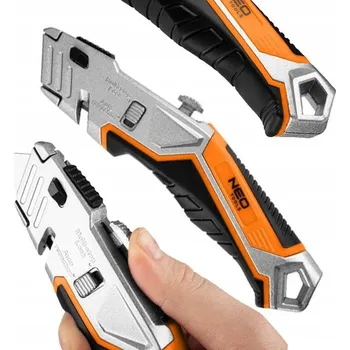 Pracovní nůž Nůž s trapézovou čepelí, bezpečnostní nůž 1+5 čepelí na pásky a fólie NEO