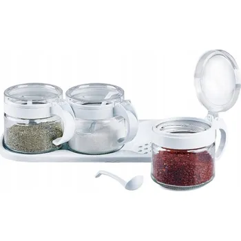 Dóza na potraviny Nádoby na zavařovací sklenička s víčkem a lžičkou, skleněné, 3 ks, 300 ml