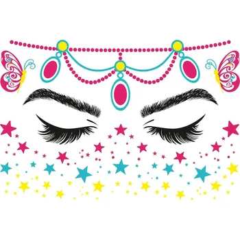 Tetování Fluorescenční tetování na obličej - Čelenka s motýly