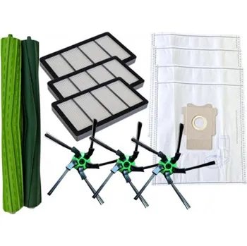 Příslušenství k robotickému vysavači HEPA filtry a kartáče pro iROBOT Roomba s9+ a sáčky, sada 12ks