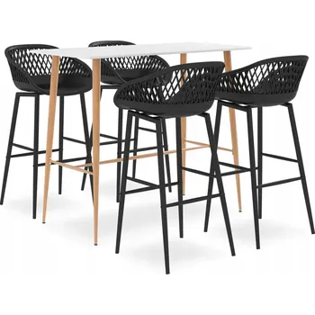 Jídelní set 5dílná sada barového nábytku, bílo-černá