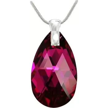 Náhrdelník Swarovski Elements Pear krystal 22mm - Stříbrný náhrdelník (přívěsek + řetízek) visací růžová slza, kapka 54025.3 Fuchsia (růžová tmavá, fuchsiová)