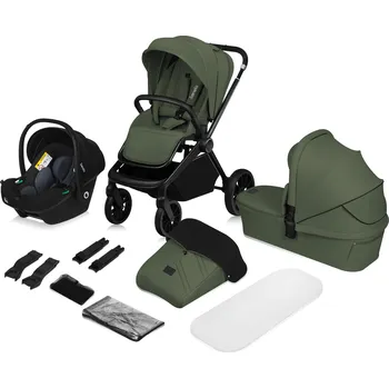 Kočárek KOČÁREK 3V1 (HLUBOKÝ, SPORTOVNÍ, AUTOSEDAČKA) LIONELO LO-MIKA PLUS GREEN OLIVE