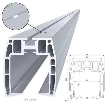 C profil 106 x 95 x 2000 mm, hliník bez povrchové úpravy