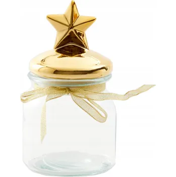 Dóza na potraviny Vánoční dóza se zlatou hvězdou na cukroví, sušenky, zavařovací sklenice na potraviny