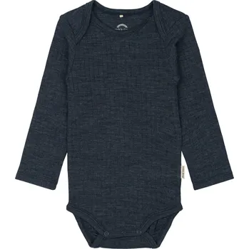 Kojenecký body MIKK-LINE Dětské merino body s dlouhým rukávem modré Melange Blue Nights – Velikost: 92 Modrá 92
