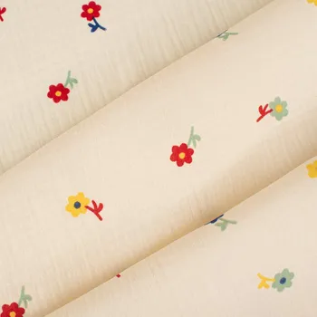 Zbytek - Dvojitá gázovina / mušelín JENNY barevné květinky