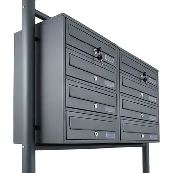 Poštovní schránka Grafitová poštovní schránka pro nájemníky 2x4 vhozy Ocelová stojící MS15868