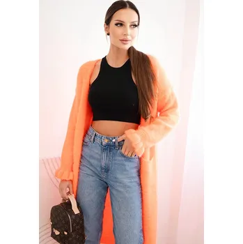 Dámský svetr Dámský kardigan s vlnou v barevných pruzích růžový UNI