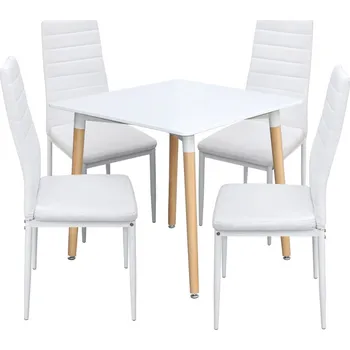 Jídelní stůl ONE 80x80 bílý + 4 židle SIGMA bílé