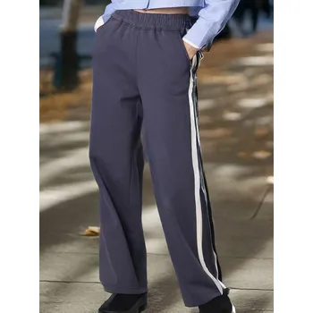 Dámské kalhoty Sinsay - Teplákové kalhoty se širokými nohavicemi - indigo - 457AL-57X - 457AL-57X-XXS