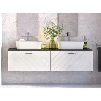 Koupelnový nábytek Besco FLOO 80 cm NASUF854BCL umyvadlová skříňka bílá matná / černá levá