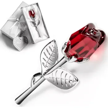 Žertovný předmět Mini křišťálová růže FOR YOU - stříbrná